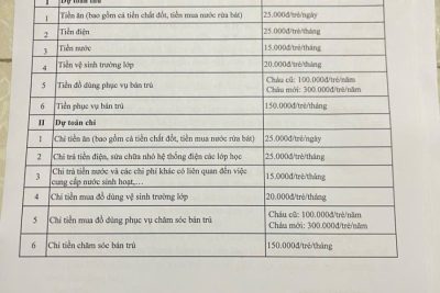 Công bố công khai dự toán thu chi dịch vụ, hỗ trợ hoạt động giáo dục năm học 2024- 2025